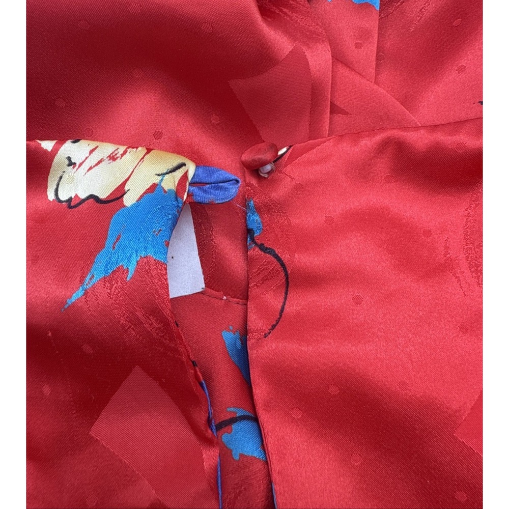 Kono Vintage Dress Womens 5/6 Red Blue Floral lined pockets shoulder pads - Picture 7 of 14